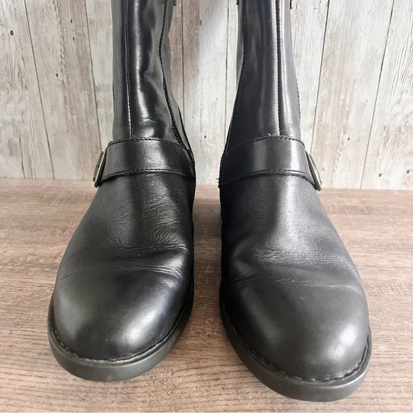 Born Black Leather Moto Buckle Ankle Boots 7.5 - Picture 6 of 8